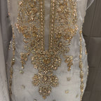 Party Wear Hand Work 4Pcs Unstitched Suit in Silver Grey – PW015