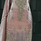 Party Wear Hand Work 4Pcs Unstitched Suit in Tea Pink – PW022