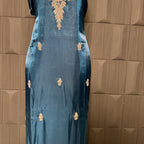 Party Wear Hand Work 4Pcs Unstitched Suit in Zinc - PW021