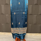 Party Wear Hand Work 4Pcs Unstitched Suit in Zinc - PW021