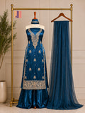 Party Wear Hand Work 4Pcs Unstitched Suit in Zinc – PW019