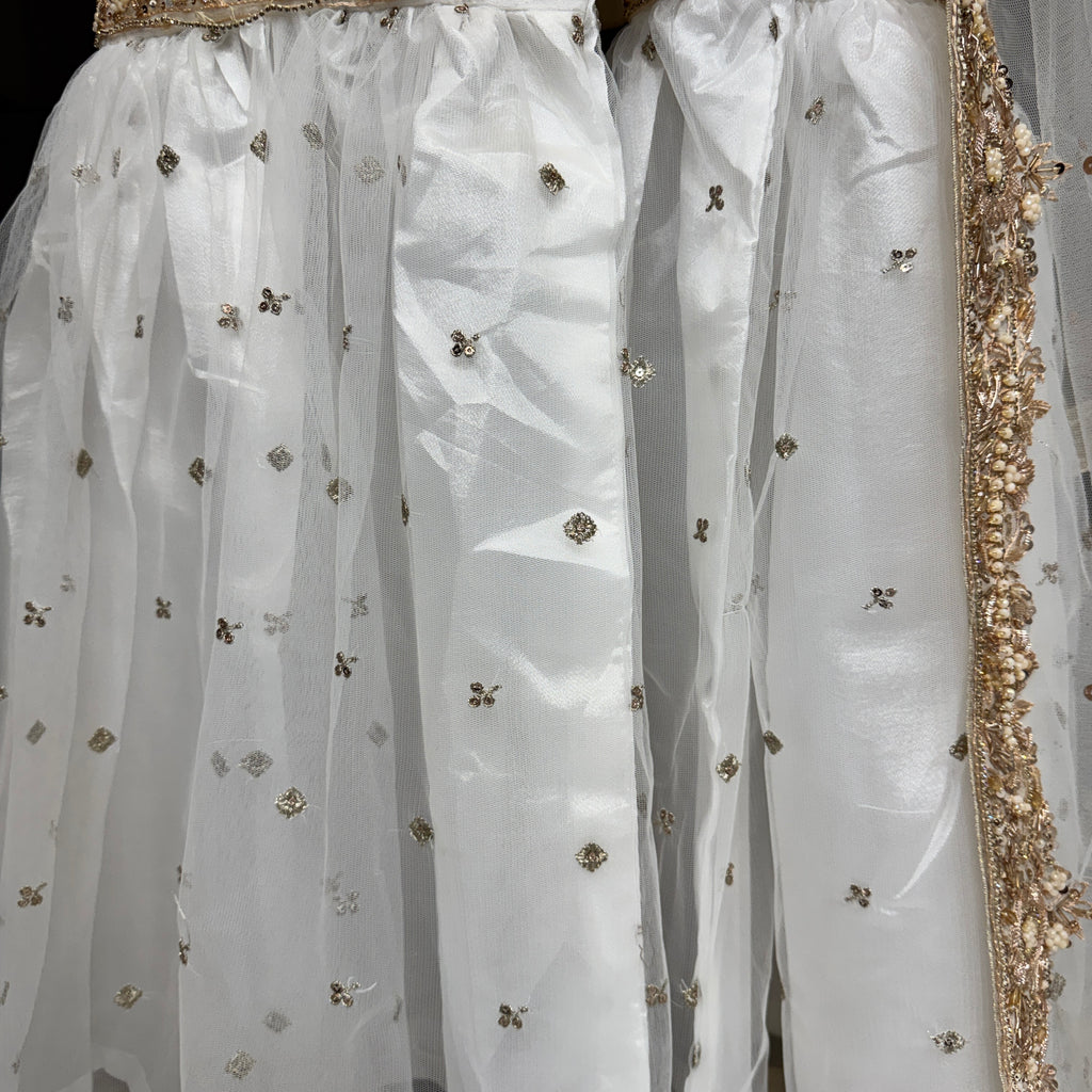 Party wear dresses in Pakistan PW038 garara close up – white net garara design hand embroidery nikah suit Pakistan
