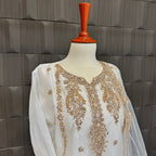 Party wear dresses in Pakistan PW038 shirt view – white net with hand embroidery front work garara nikah suit
