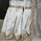 Party wear PW040 garara design view – white organza tissue garara with hand embroidery Pakistani party wear dress for women
