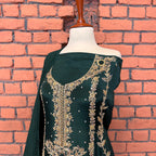 Party wear dresses in Pakistan PW033 shirt view – bottle green tassel silk with kora and dabka embroidery bridal Pakistan
