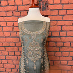 Party wear dresses in Pakistan PW036 shirt view – pista tassel silk with kora and dabka embroidery Pakistani party wear dress
