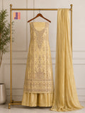 Party Wear Heavy Hand Work 4Pcs Unstitched Suit in Skin Gold – PW013