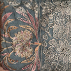 Party Wear Thread Embroidery Work 4pcs Unstitched Suit Crinkle Chiffon - PWT001
