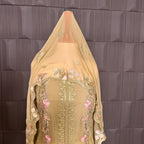 Thread work designs PWT001 shirt close up – embroidery thread work detail on crinkle chiffon fabric
