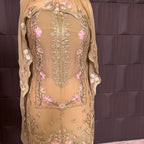Thread work designs PWT001 shirt close up – embroidery thread work detail on crinkle chiffon fabric
