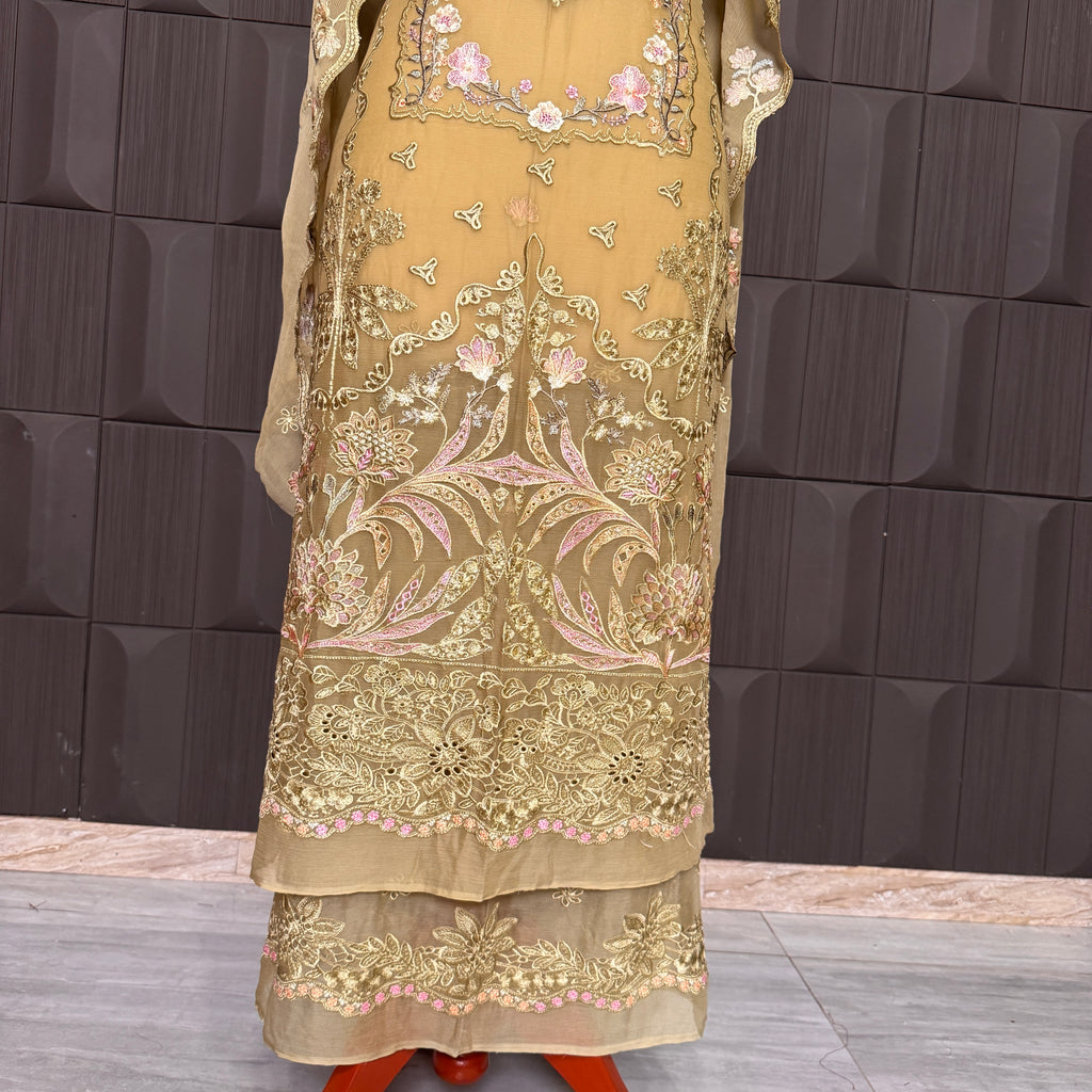 Thread work dupatta suit PWT001 dupatta – crinkle chiffon with thread embroidery dupatta Pakistani party wear
