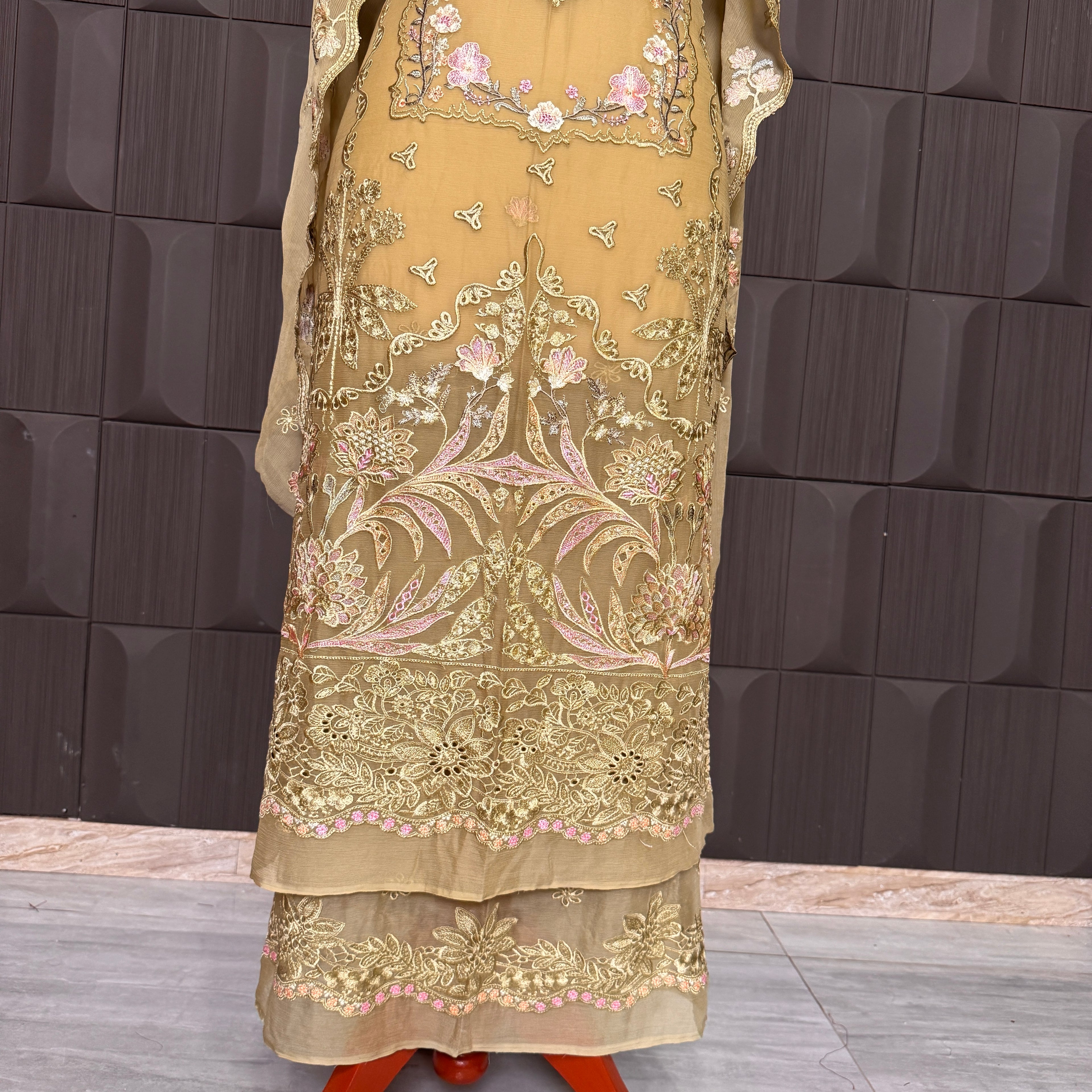 Thread work dupatta suit PWT001 dupatta – crinkle chiffon with thread embroidery dupatta Pakistani party wear
