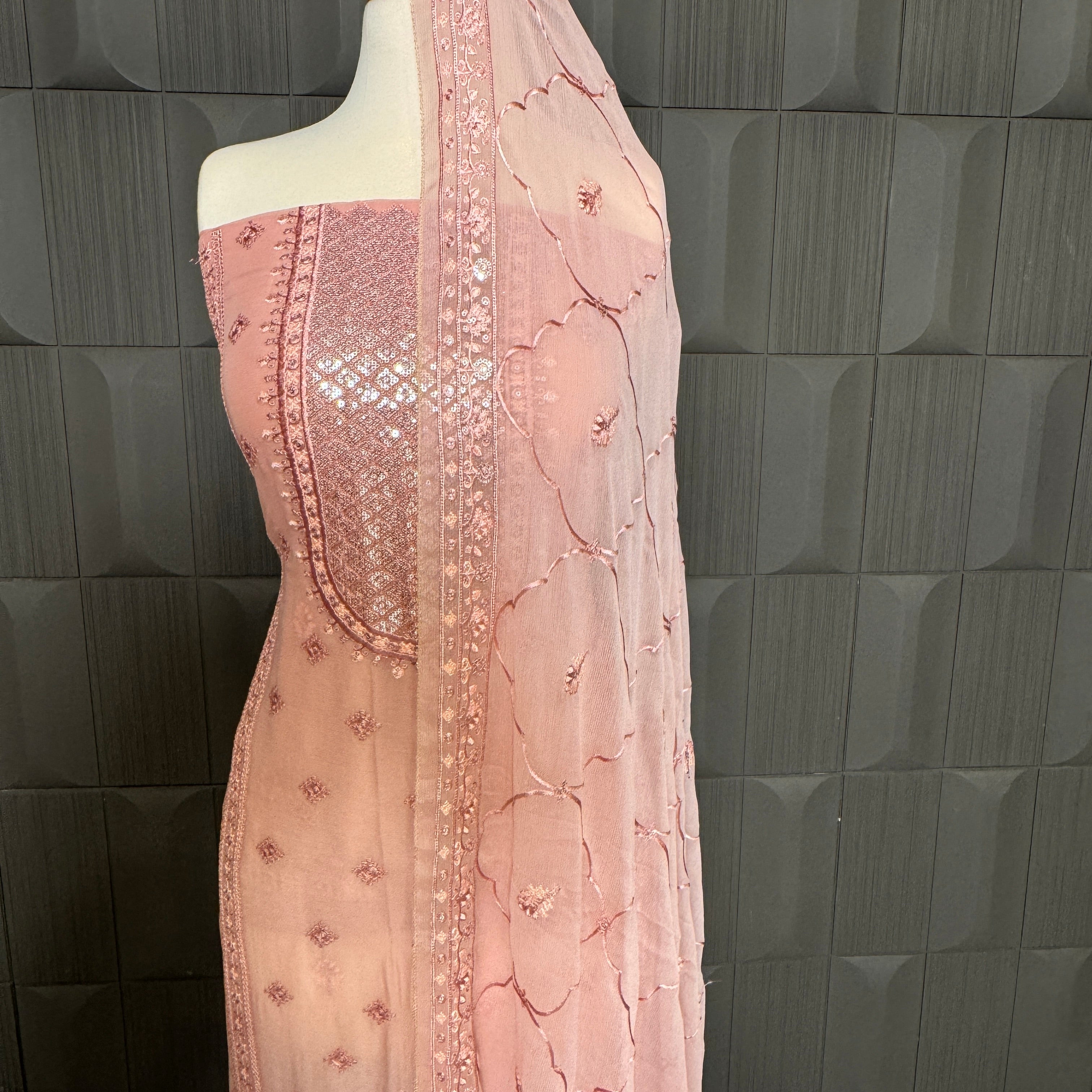 Thread work dresses PWT002 shirt view – crinkle chiffon with embroidery thread work Pakistani thread work suit design
