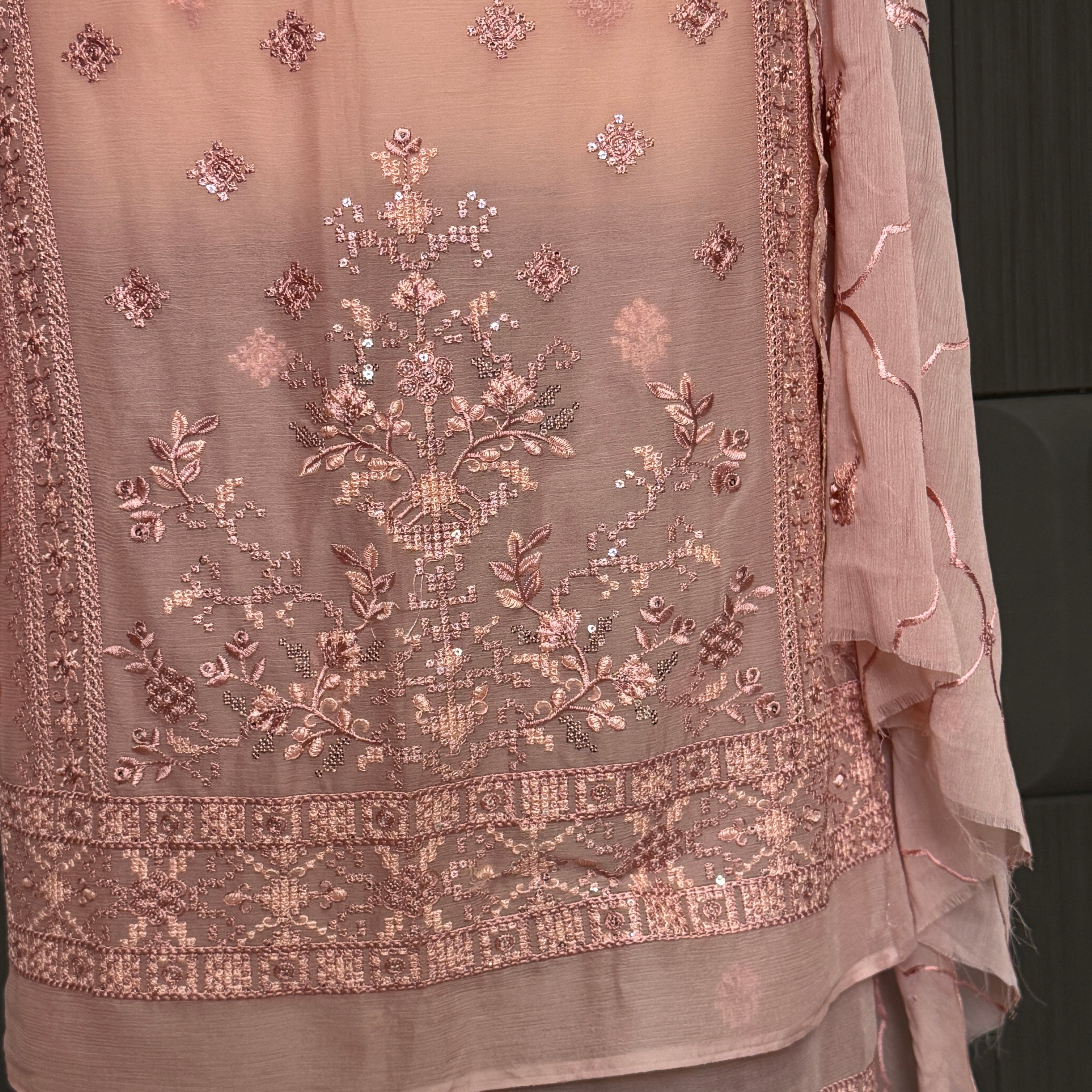 Thread work dresses PWT002 shirt  DAMAN view – crinkle chiffon with embroidery thread work Pakistani thread work suit design
