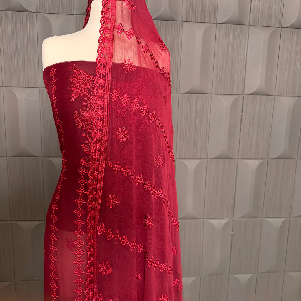 Thread work dupatta suit PWT003 dupatta – crinkle chiffon with thread embroidery dupatta Pakistani party wear
