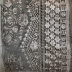 Thread work dresses PWT004 grey – crinkle chiffon with embroidery thread work Pakistani thread work dress for women
