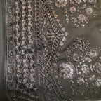 Crinkle chiffon suit PWT004 pencil – crinkle chiffon with embroidery thread work and grip fabric inner Pakistan
