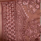 Thread work designs PWT004 tea pink – crinkle chiffon with embroidery thread work Pakistani thread work suit design
