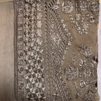 Crinkle chiffon suit PWT004 pencil – crinkle chiffon with embroidery thread work and grip fabric inner Pakistan
