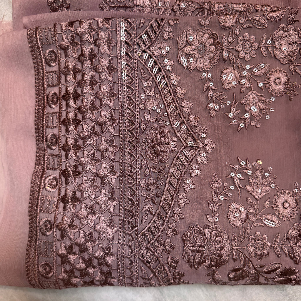 Thread work dupatta suit PWT004 pink – crinkle chiffon with embroidery thread work Pakistani thread work dress for women
