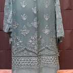 Thread work dresses PWT004 shirt daman view – crinkle chiffon with embroidery thread work Pakistani thread work suit design
