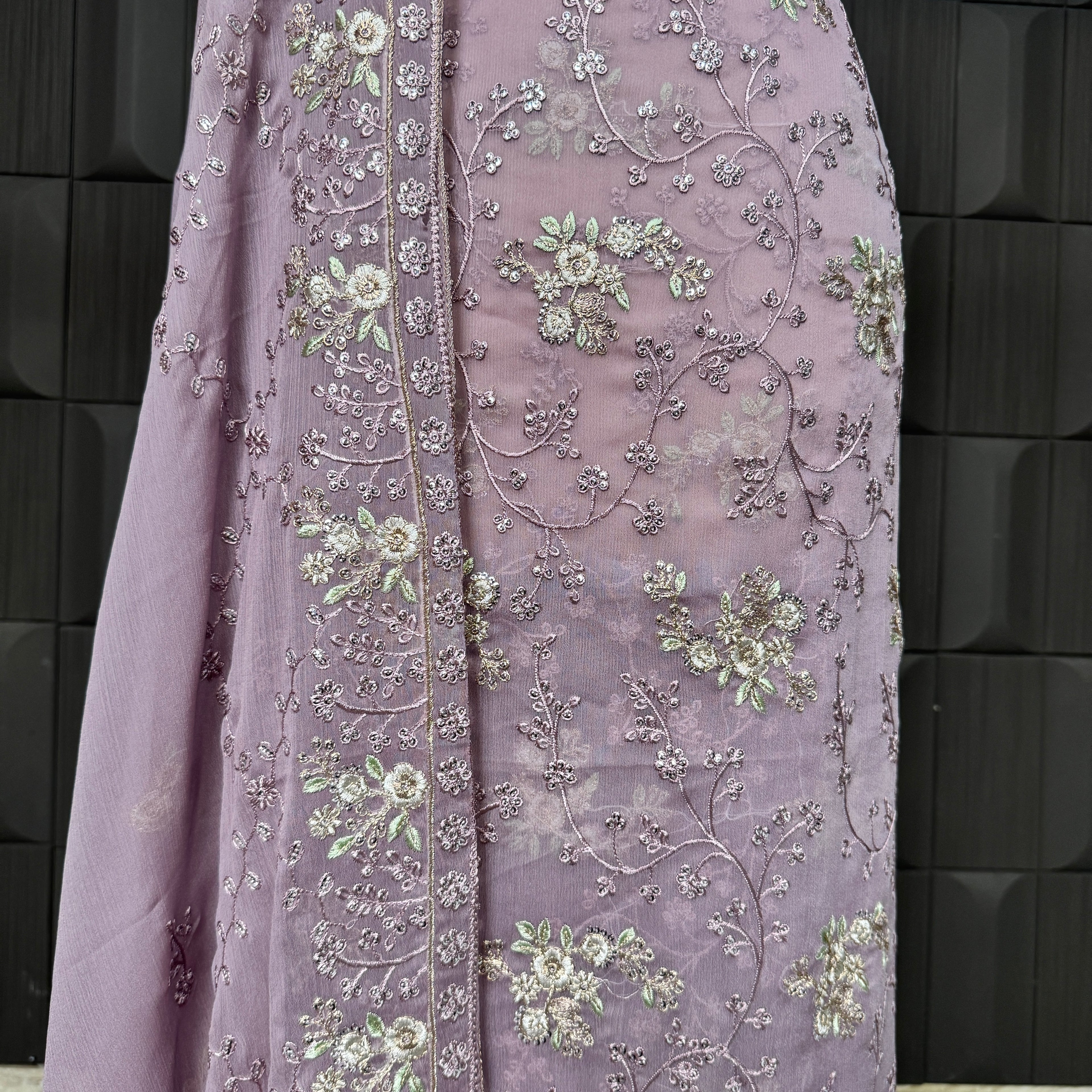 Thread work dupatta suit PWT008 dupatta – crinkle chiffon with thread embroidery dupatta Pakistani party wear
