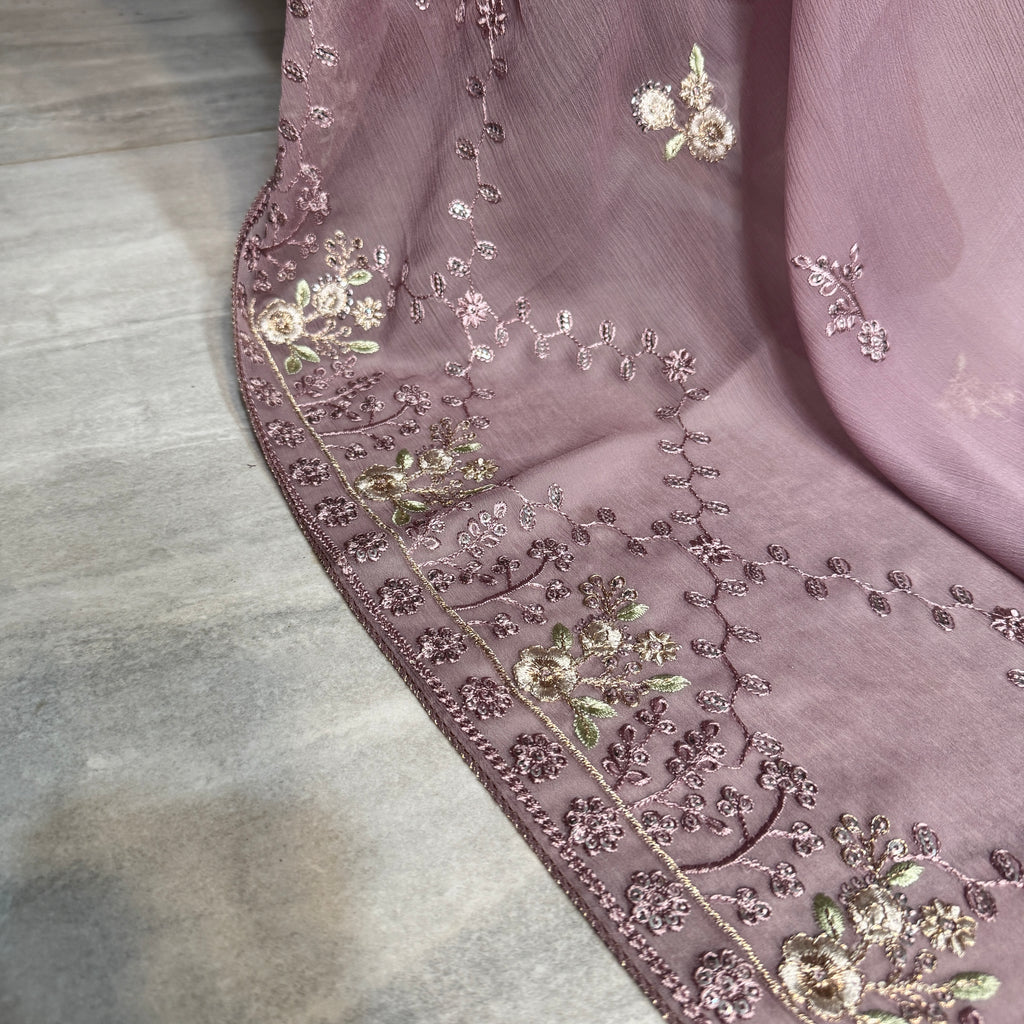 Thread work dupatta suit PWT008 dupatta – crinkle chiffon with thread embroidery dupatta Pakistani party wear
