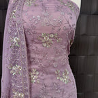 Thread work designs PWT008 shirt close up – embroidery thread work detail on crinkle chiffon fabric Pakistan
