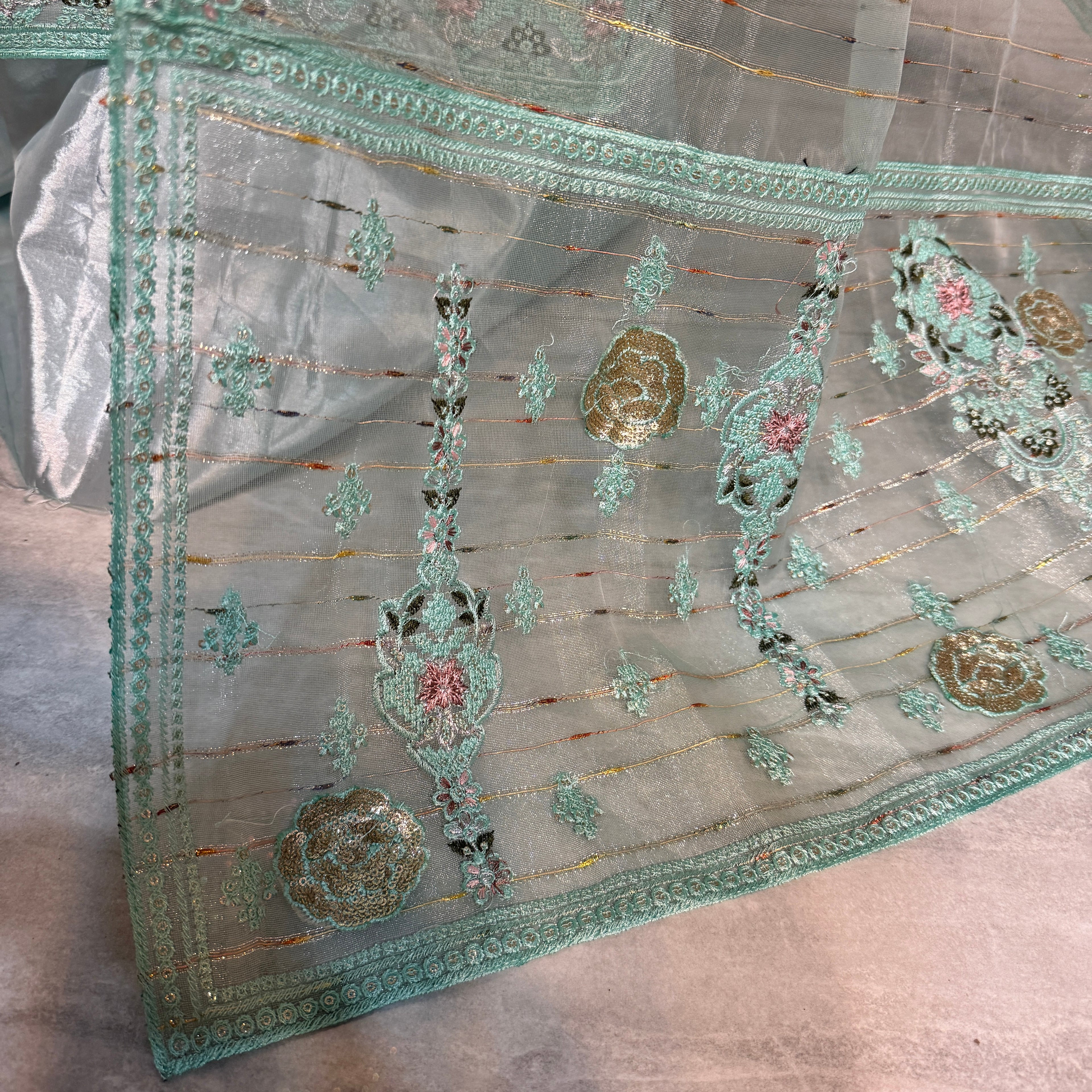 Thread work dupatta suit PWT005 dupatta – organza with thread embroidery dupatta Pakistani party wear
