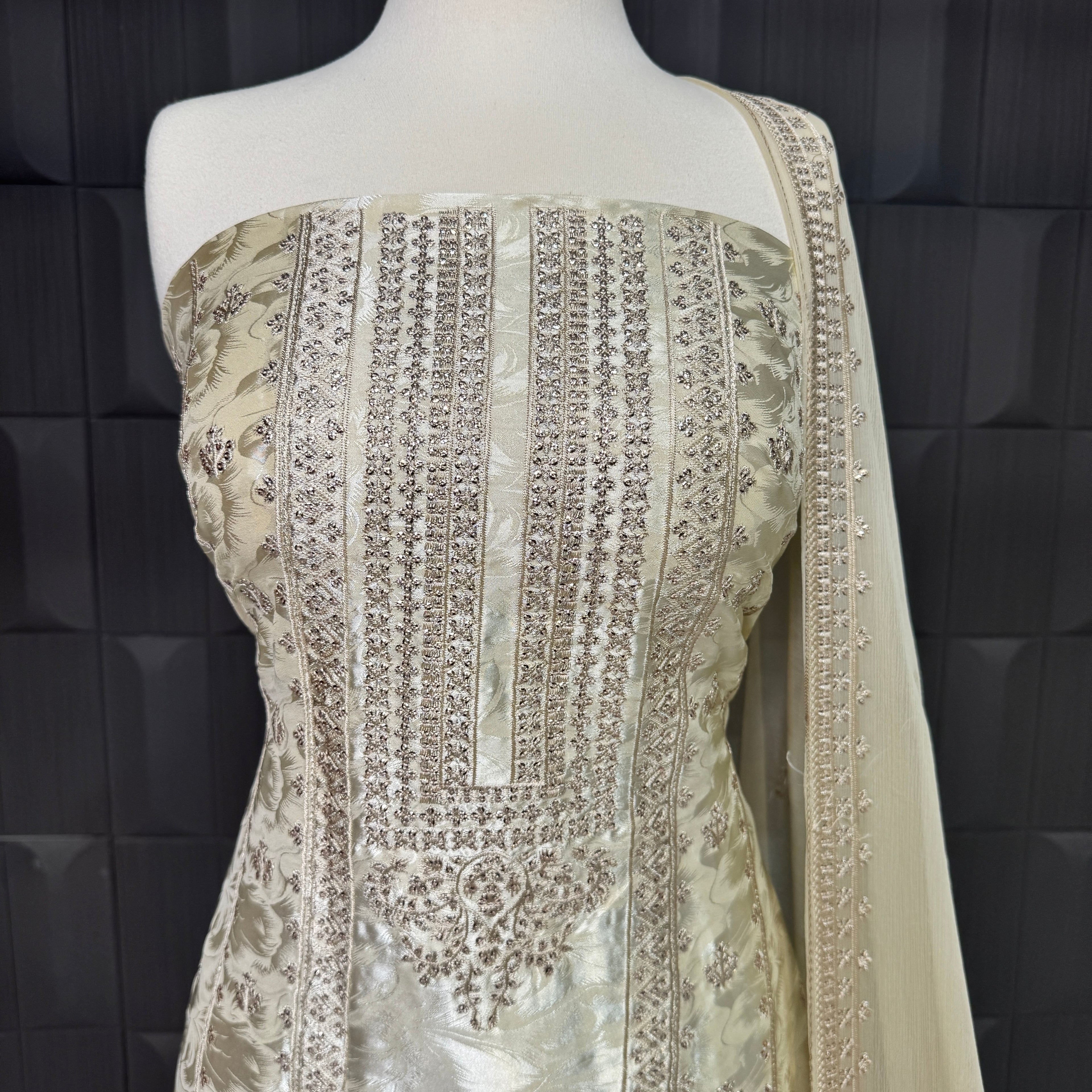 Thread work dresses PWT006 shirt view – silk china patti with embroidery thread work Pakistani thread work suit design
