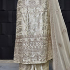 Thread work designs PWT006 shirt close up – embroidery thread work detail on silk china patti fabric Pakistan
