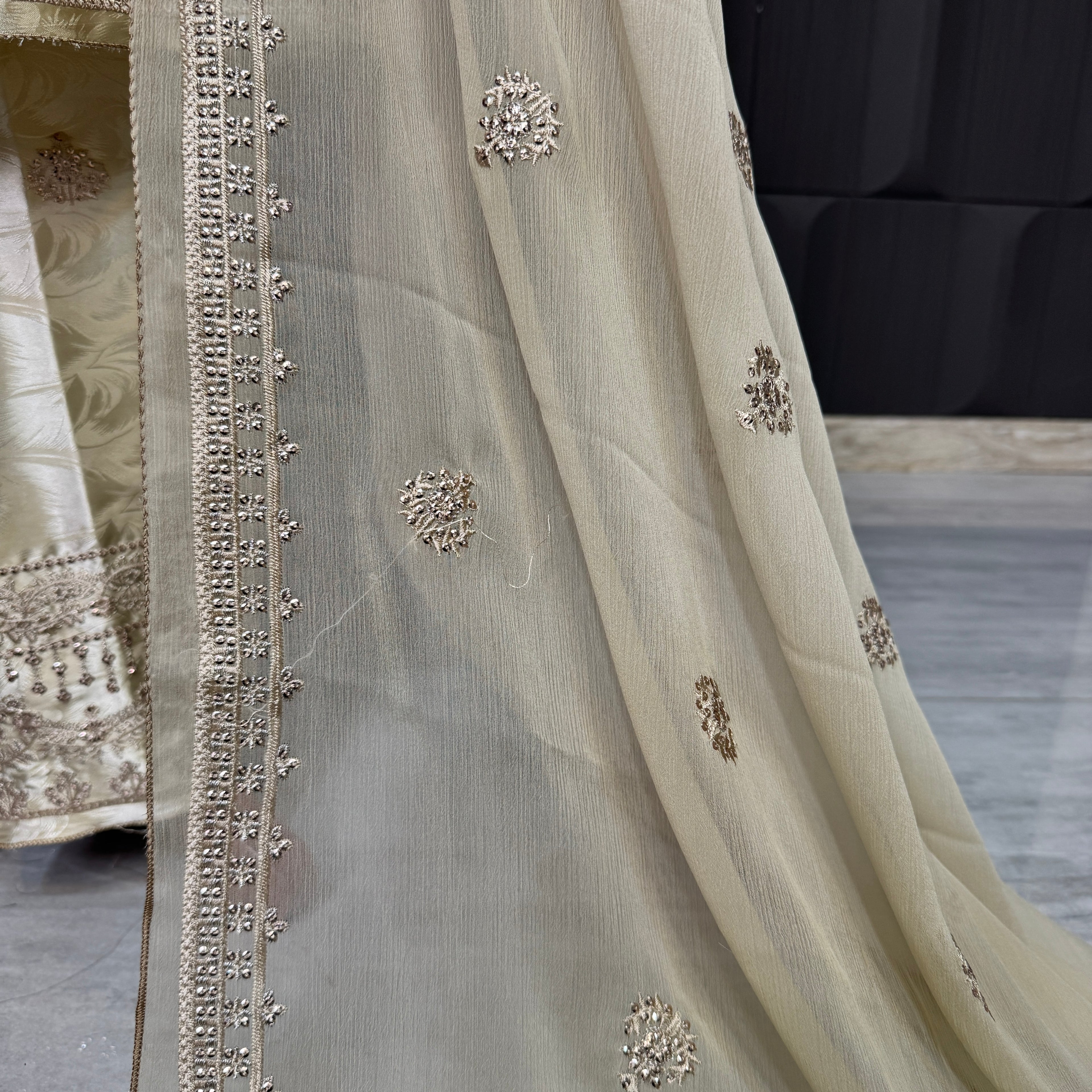 Thread work dupatta suit PWT006 dupatta – silk china patti with thread embroidery dupatta Pakistani party wear
