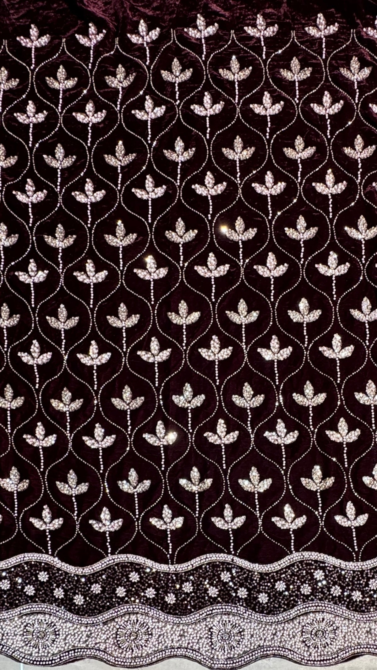 Micro Velvet 9000 Cutdana Suit 3pcs Unstitched | Velvet Cutdana Dress - V006
