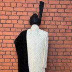 sherwani for men 5pcs set in off white Raw silk with cutdana embroidery by The Akbar Mall
