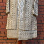 sherwani for men cream back sequins embroidery close-up
