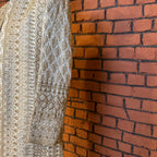 sherwani for men cream back sequins embroidery close-up
