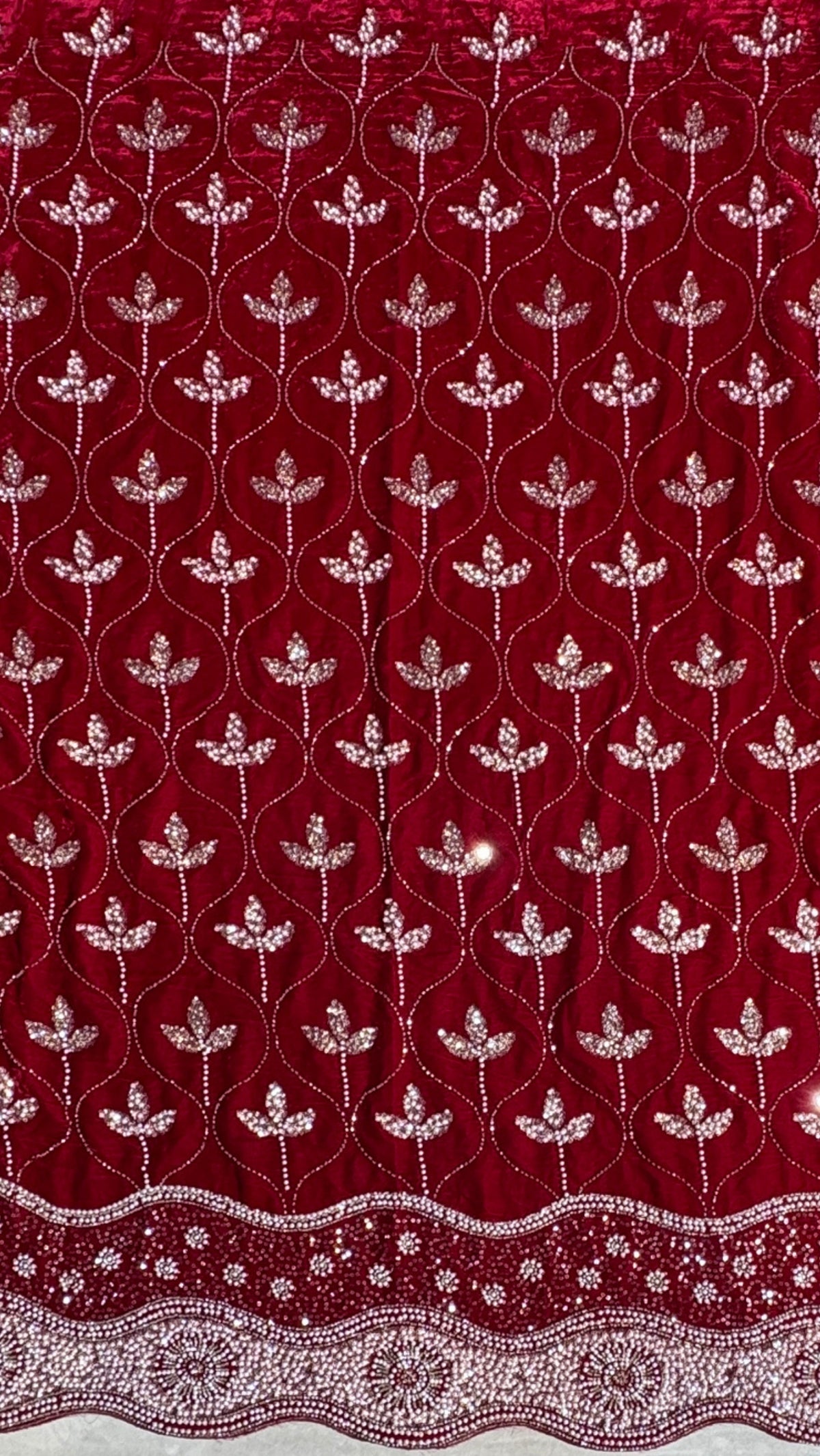 Micro Velvet 9000 Cutdana Suit 3pcs Unstitched | Velvet Cutdana Dress - V006