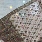 Peach banarsi full work dupatta organza thread embroidery suit PWt009 Pakistan
