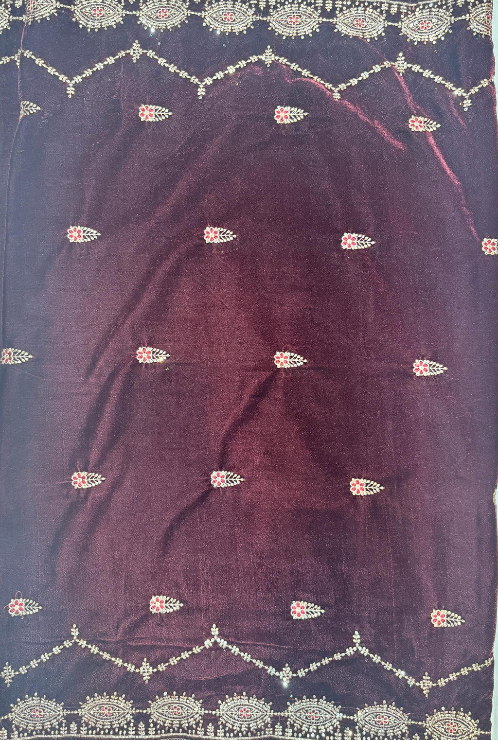 Velvet Embroidered Dress Maroon 3pcs Unstitched  dupatta– Pakistani Velvet Embroidered Suit Pakistan
