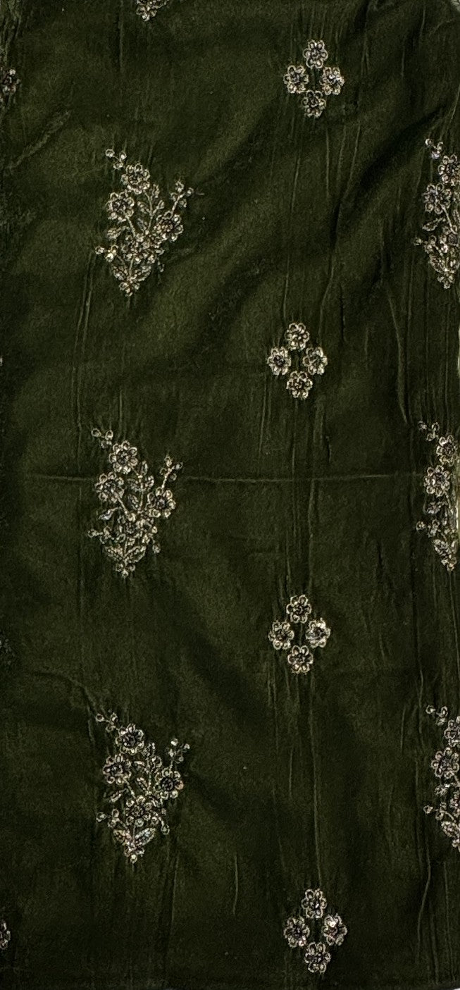 Parrot Green Velvet Embroidered Dress 9000 – micro velvet 9000 embroidered unstitched velvet suit Pakistan | The Akbar Mall
