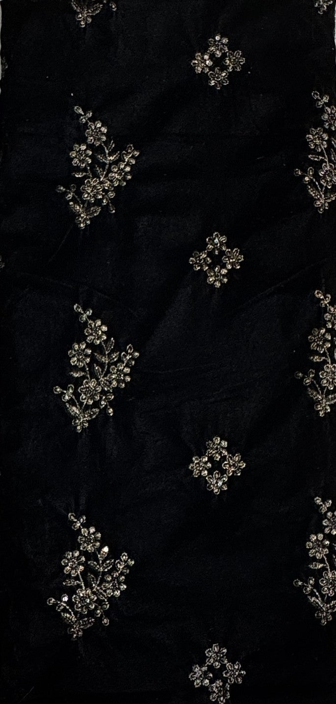 Black Velvet Embroidered Dress 9000 – micro velvet 9000 embroidered unstitched suit velvet dress Pakistan | The Akbar Mall
