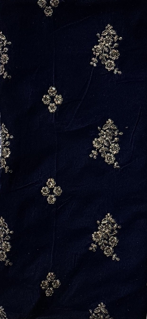 Blue Velvet Embroidered Dress 9000 – micro velvet 9000 3pcs unstitched embroidered velvet suit Pakistan | The Akbar Mall

