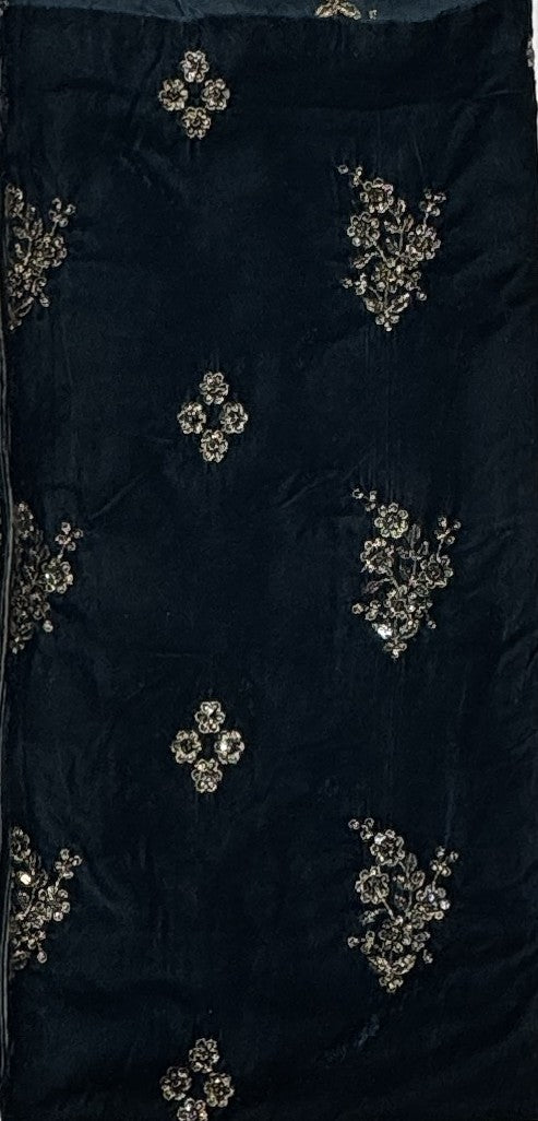 Sea Green Velvet Embroidered Dress 9000 – micro velvet 9000 3pcs unstitched suit heavy embroidery | The Akbar Mall
