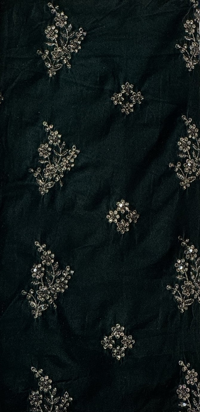 Bottle Green Velvet Embroidered Dress 9000 – micro velvet 9000 3pcs unstitched suit with heavy embroidery dupatta | The Akbar Mall
