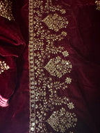 Velvet Dress Embroidery Design Pakistani – Maroon Velvet Embroidered Dress Online Pakistan
