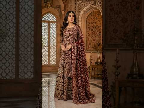 Indian Bridal Lehenga BL004 – Maroon Chiffon with Machine & Stone Work