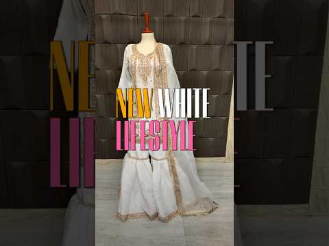 Party wear dresses in Pakistan PW039 shirt view – white organza tissue with hand embroidery front work garara nikah suit