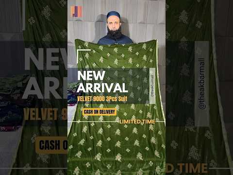 Marjanda Velvet Embroidered Dress 9000 – micro velvet 9000 3pcs unstitched suit with embroidery dupatta | The Akbar Mall
