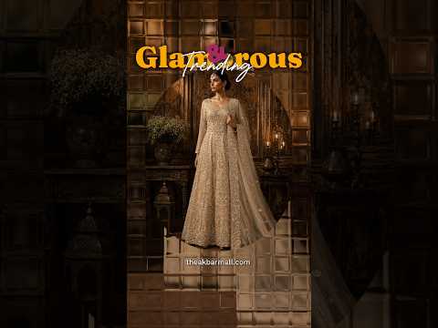 Bridal maxi for walima in Pakistan BM021 front view – skin gold net with dabka jewelry hand work double inner
